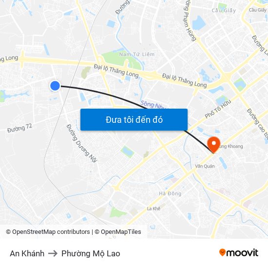 An Khánh to Phường Mộ Lao map