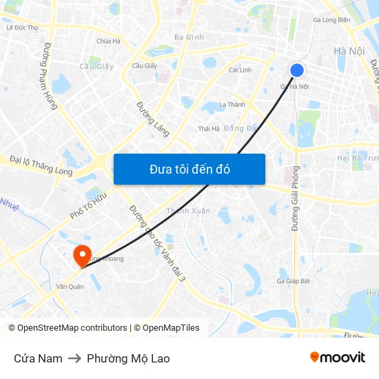 Cửa Nam to Phường Mộ Lao map