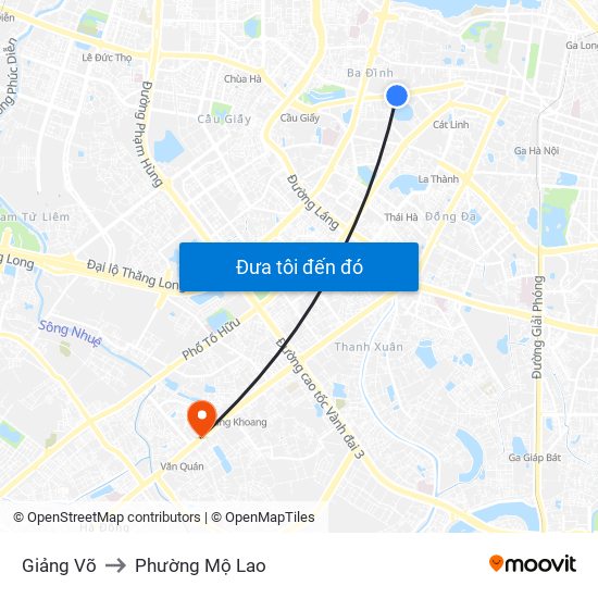 Giảng Võ to Phường Mộ Lao map