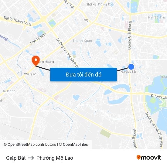 Giáp Bát to Phường Mộ Lao map