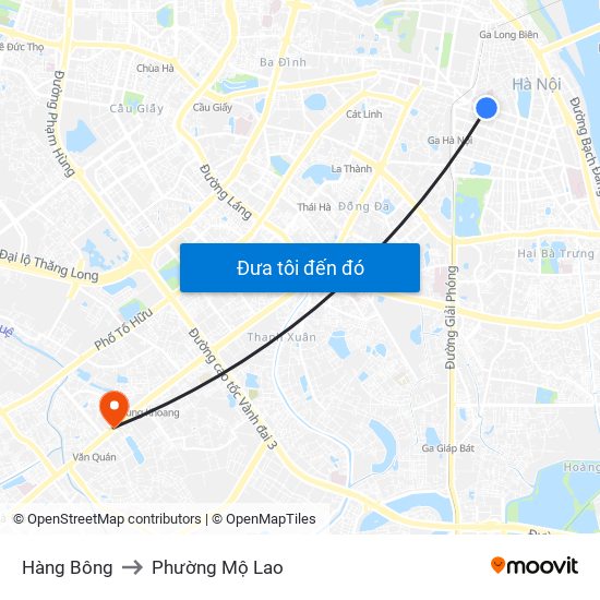 Hàng Bông to Phường Mộ Lao map