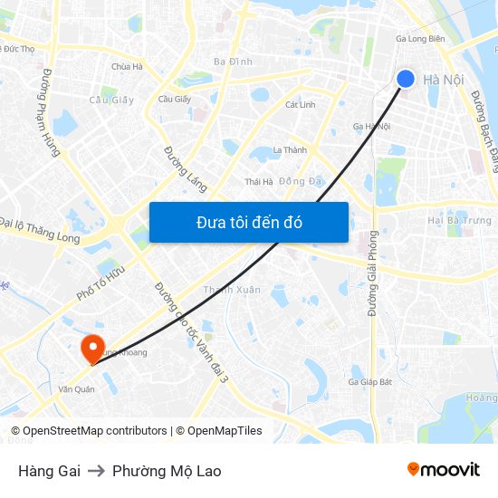 Hàng Gai to Phường Mộ Lao map