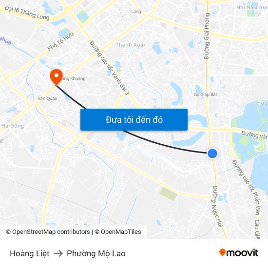 Hoàng Liệt to Phường Mộ Lao map