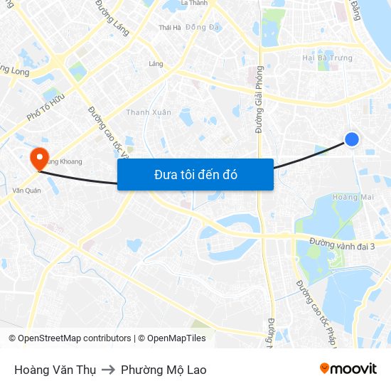 Hoàng Văn Thụ to Phường Mộ Lao map