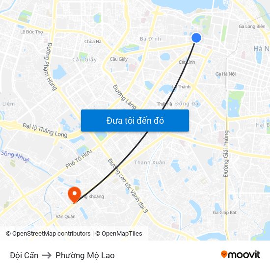 Đội Cấn to Phường Mộ Lao map