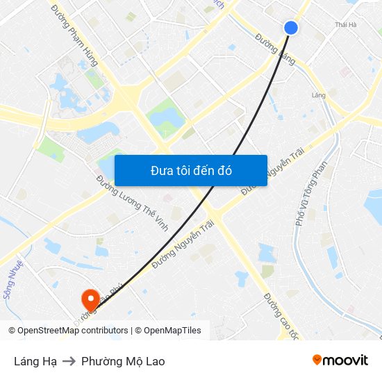 Láng Hạ to Phường Mộ Lao map