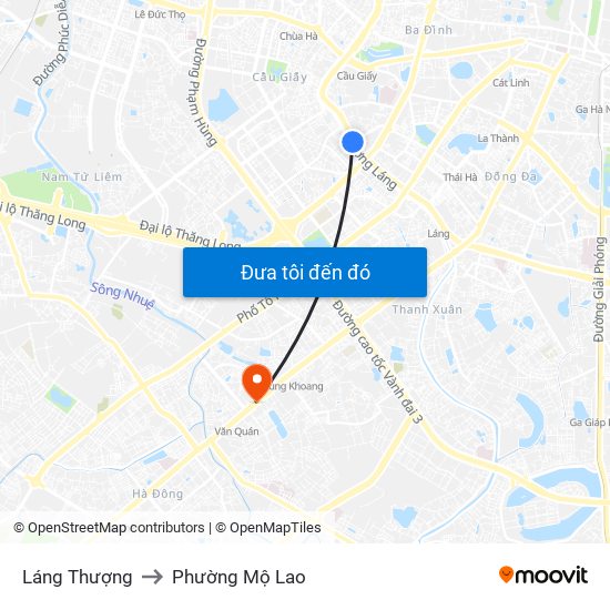 Láng Thượng to Phường Mộ Lao map