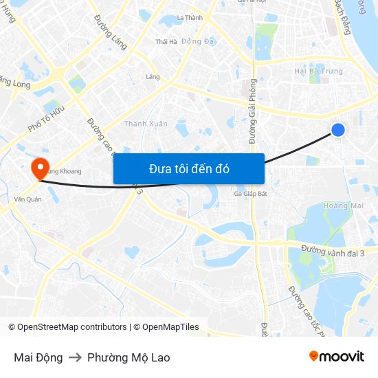 Mai Động to Phường Mộ Lao map