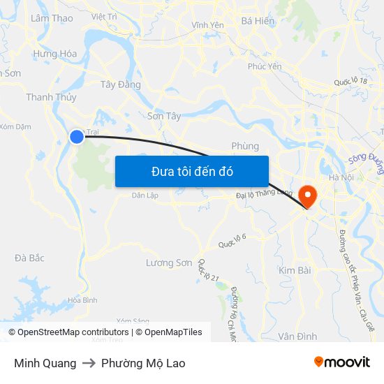 Minh Quang to Phường Mộ Lao map