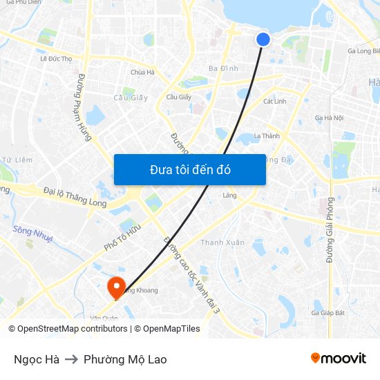Ngọc Hà to Phường Mộ Lao map