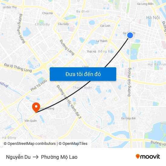 Nguyễn Du to Phường Mộ Lao map