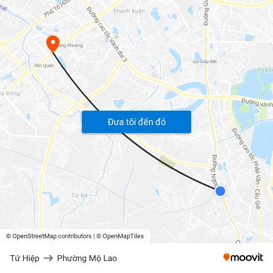 Tứ Hiệp to Phường Mộ Lao map