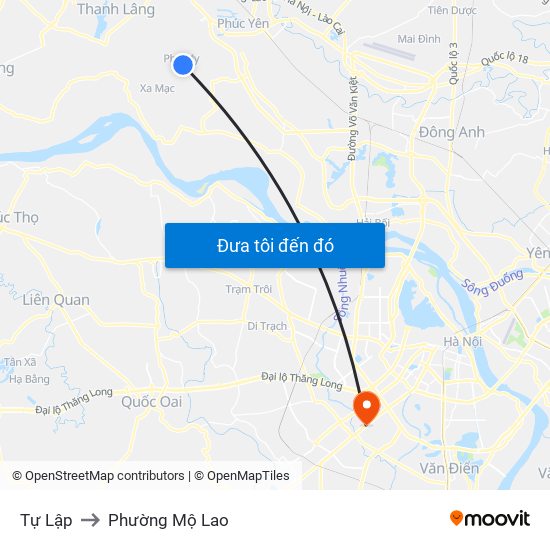 Tự Lập to Phường Mộ Lao map