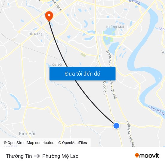 Thường Tín to Phường Mộ Lao map