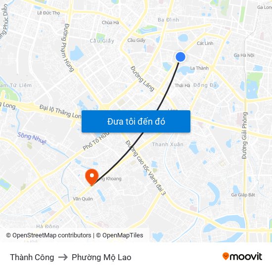 Thành Công to Phường Mộ Lao map