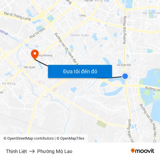 Thịnh Liệt to Phường Mộ Lao map