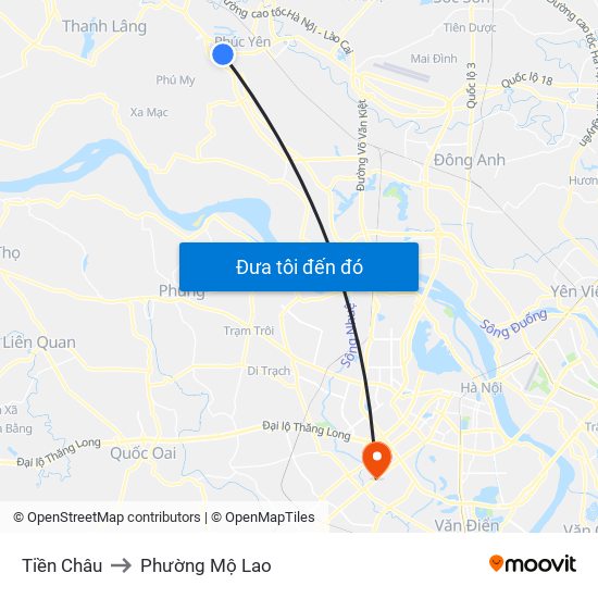 Tiền Châu to Phường Mộ Lao map