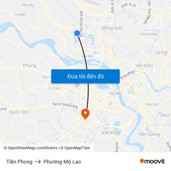 Tiền Phong to Phường Mộ Lao map