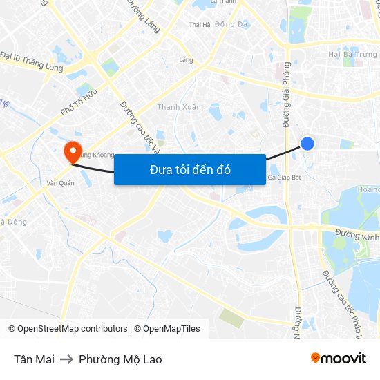 Tân Mai to Phường Mộ Lao map
