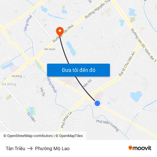 Tân Triều to Phường Mộ Lao map