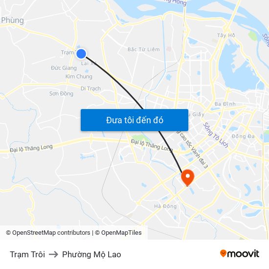 Trạm Trôi to Phường Mộ Lao map