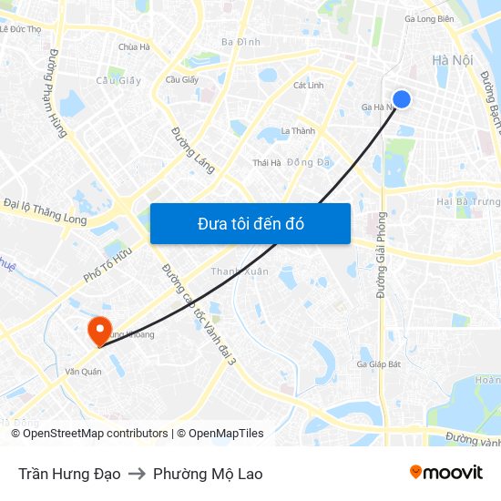 Trần Hưng Đạo to Phường Mộ Lao map