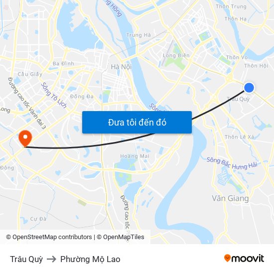 Trâu Quỳ to Phường Mộ Lao map