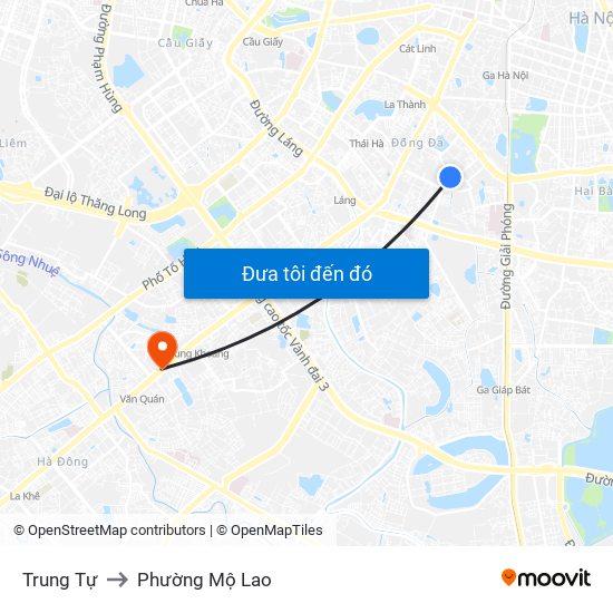 Trung Tự to Phường Mộ Lao map