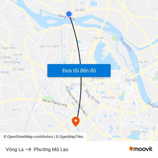 Võng La to Phường Mộ Lao map