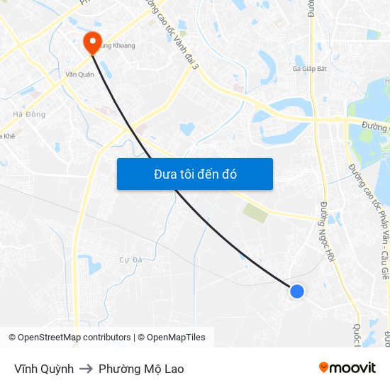 Vĩnh Quỳnh to Phường Mộ Lao map