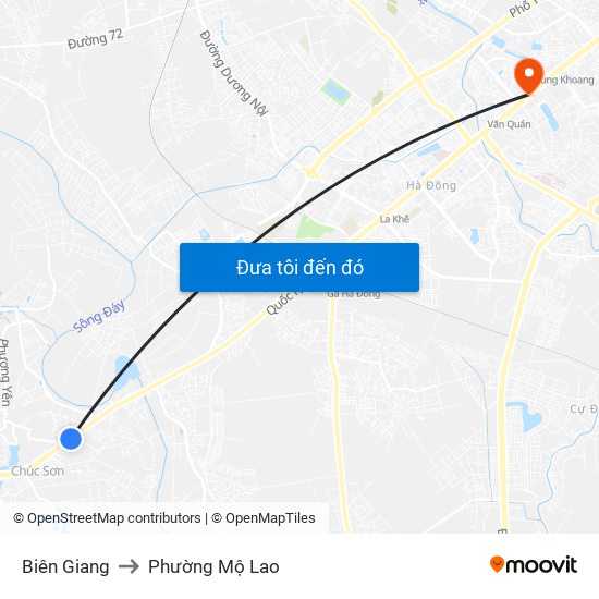 Biên Giang to Phường Mộ Lao map