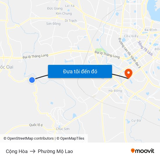 Cộng Hòa to Phường Mộ Lao map