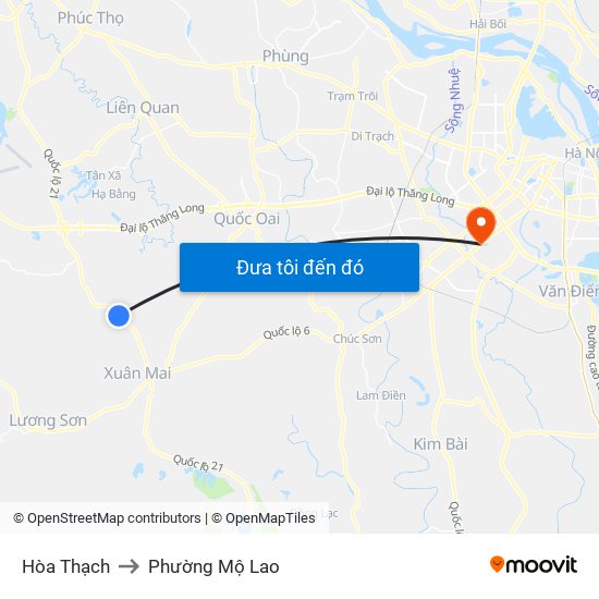 Hòa Thạch to Phường Mộ Lao map