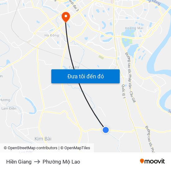 Hiền Giang to Phường Mộ Lao map