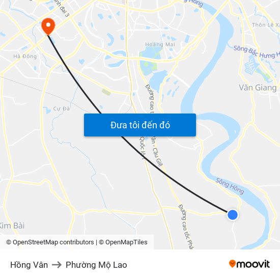 Hồng Vân to Phường Mộ Lao map
