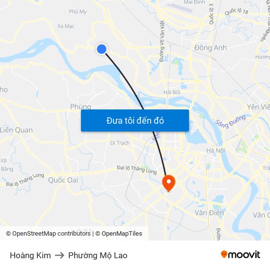 Hoàng Kim to Phường Mộ Lao map