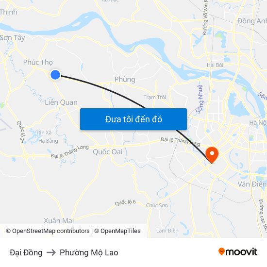 Đại Đồng to Phường Mộ Lao map
