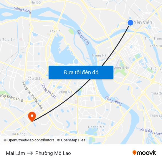 Mai Lâm to Phường Mộ Lao map