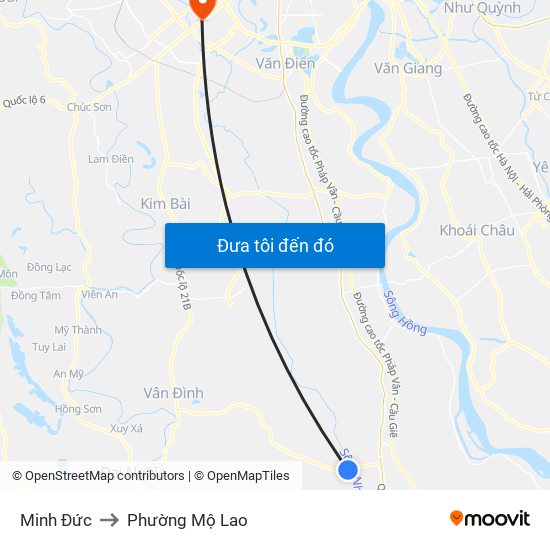 Minh Đức to Phường Mộ Lao map