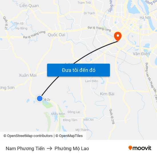 Nam Phương Tiến to Phường Mộ Lao map