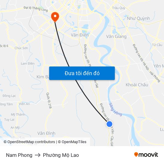 Nam Phong to Phường Mộ Lao map