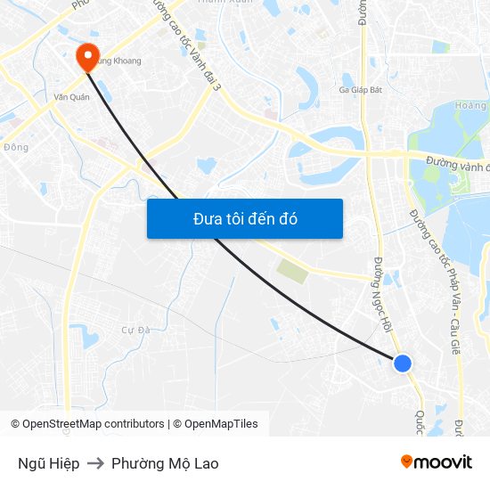 Ngũ Hiệp to Phường Mộ Lao map