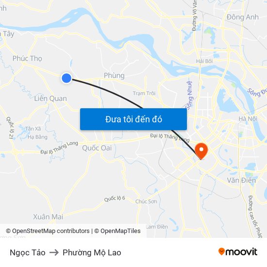 Ngọc Tảo to Phường Mộ Lao map