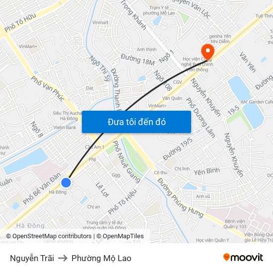 Nguyễn Trãi to Phường Mộ Lao map