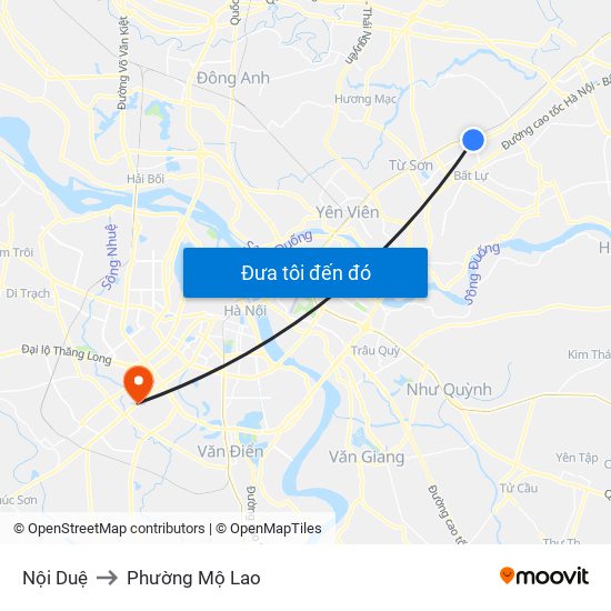 Nội Duệ to Phường Mộ Lao map