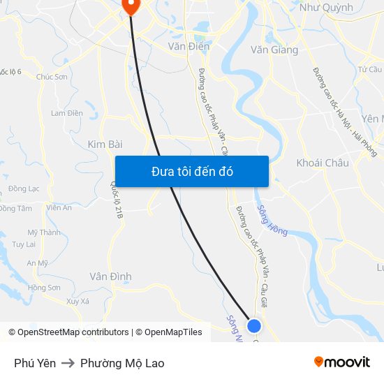 Phú Yên to Phường Mộ Lao map