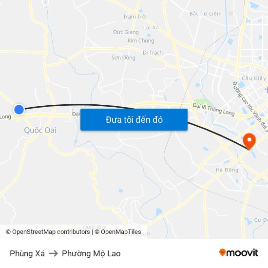 Phùng Xá to Phường Mộ Lao map