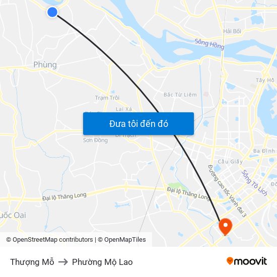 Thượng Mỗ to Phường Mộ Lao map