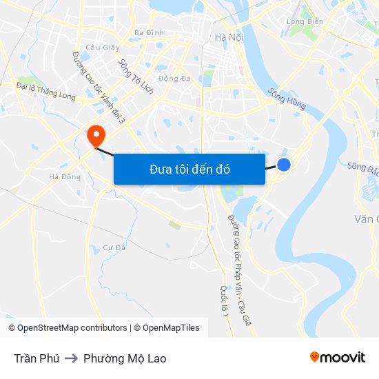 Trần Phú to Phường Mộ Lao map