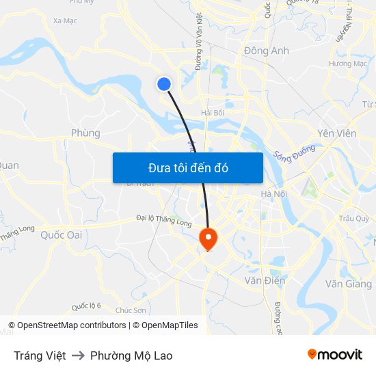 Tráng Việt to Phường Mộ Lao map